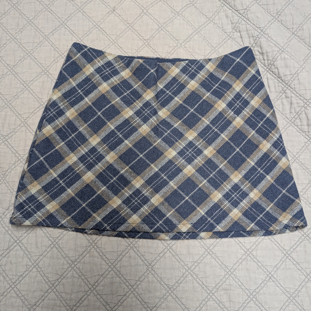 Le Lis Blue and White A-Line Mini Skirt for Work